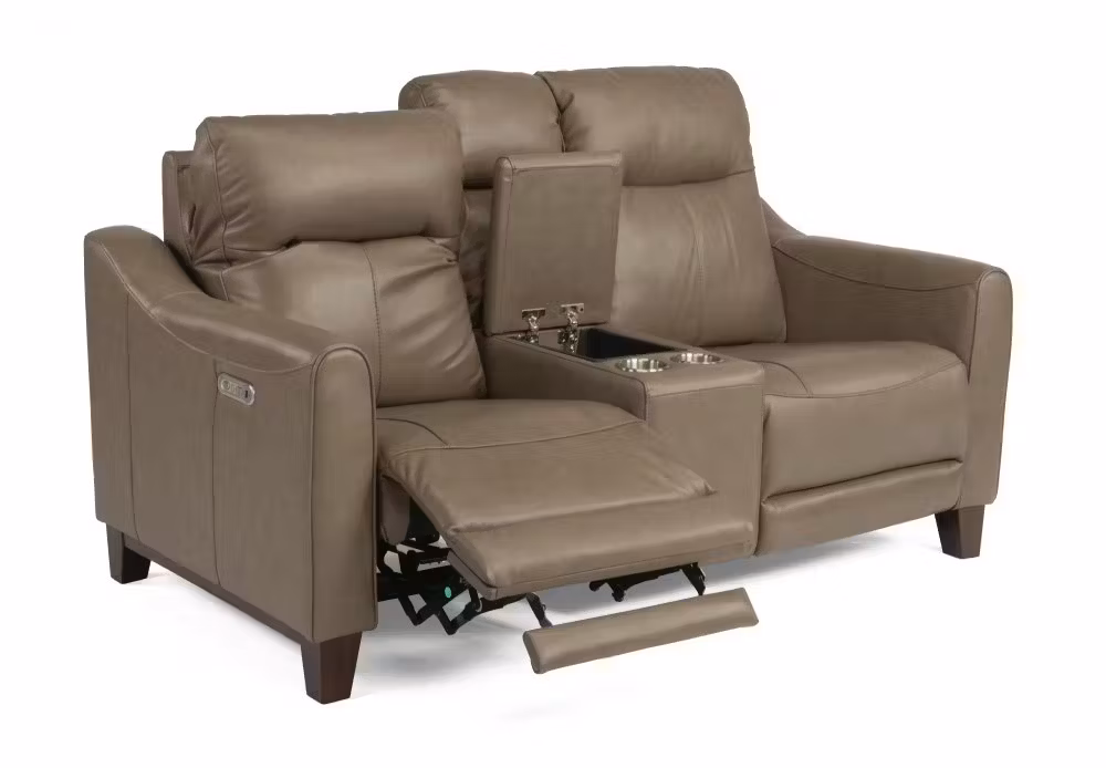 Forte Power Reclining Loveseat with Console & Power Headrests
