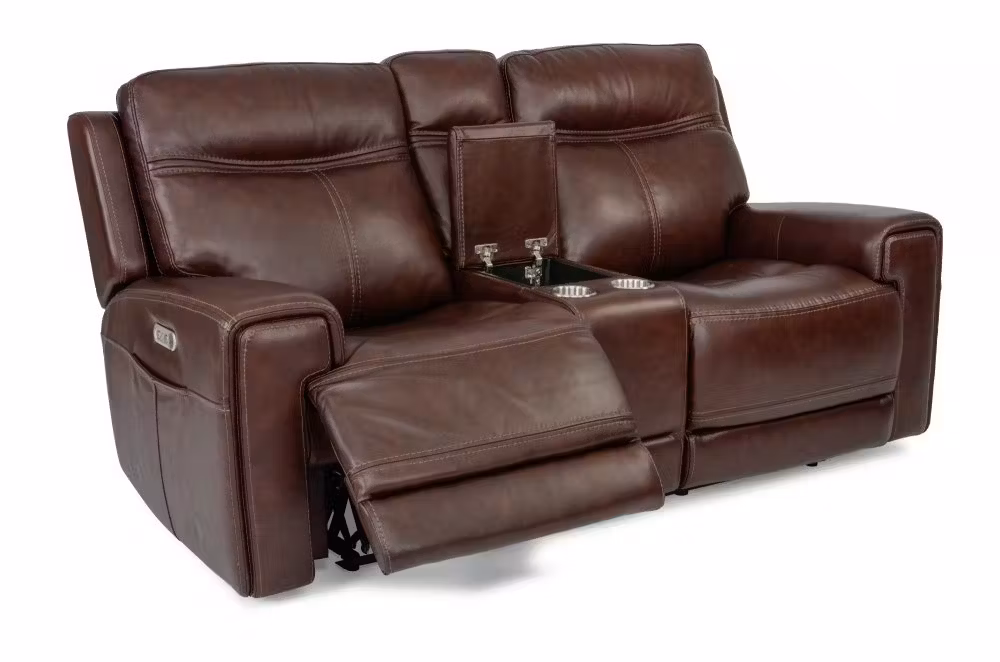 Bravo Power Reclining Loveseat with Console & Power Headrests